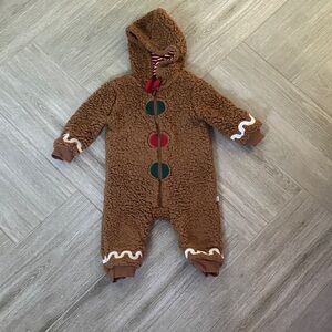 Little Sleepies Gingerbread Sherpa Baby One-Piece Hoodie